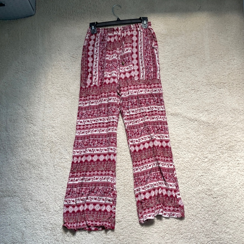 High-Waist Flower Print Boot Cut Pants